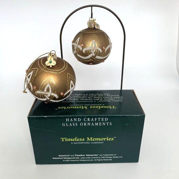 Waterford Other - Waterford Timeless Memories Gold Silver Glitter Glass Ornaments Vintage 2003